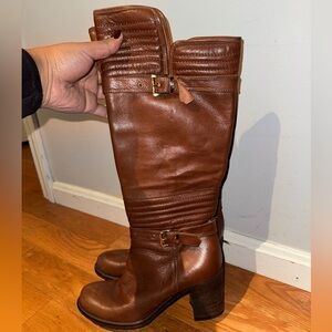 Brown Leather Knee-High Boots